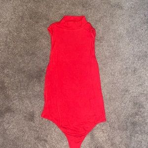 High Neck Red Bodysuit